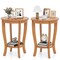 Costway 1/2 PCS 2-Tier End Table 18" Round Compact Sofa Side Nightstand with Storage Shelf White/Light Brown/Brown